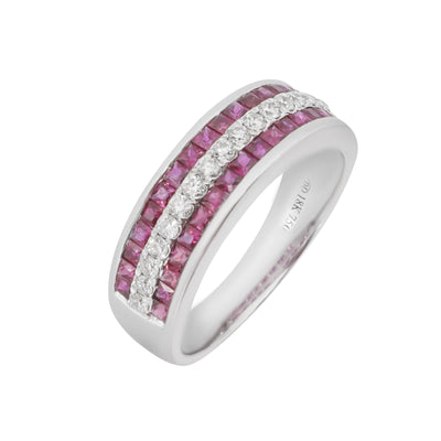 18K White Gold 0.92ct Ruby and Diamond Band Ring - 20729462 - H&H Jewellery Pty Ltd