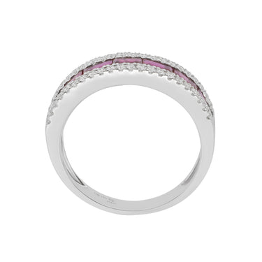 18K White Gold 0.85ct Ruby and Diamond Band Ring - 20729455 - H&H Jewellery Pty Ltd