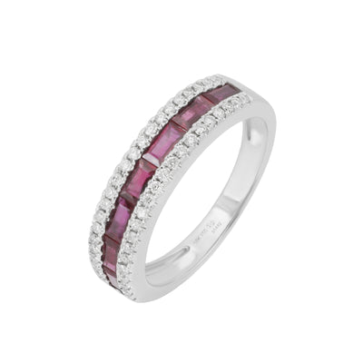 18K White Gold 0.85ct Ruby and Diamond Band Ring - 20729455 - H&H Jewellery Pty Ltd