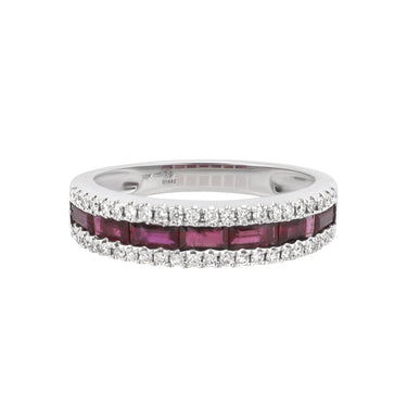 18K White Gold 0.85ct Ruby and Diamond Band Ring - 20729455 - H&H Jewellery Pty Ltd