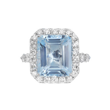 18K White Gold 6.04ct Aquamarine and Diamond Ring - 20730123 - H&H Jewellery Pty Ltd