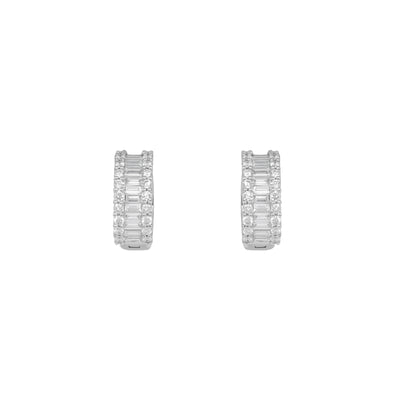 18K White Gold With Diamond Huggies Earring | White Gold Jewellery Melbourne | White Gold Jewellery Australia | H&H Jewellery