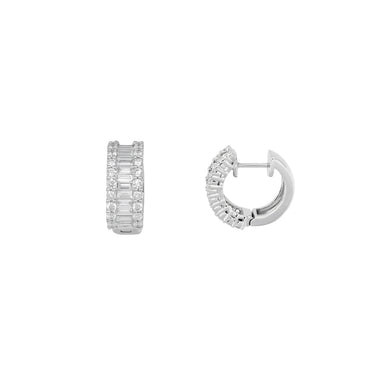 18K White Gold With Diamond Huggies Earring | White Gold Jewellery Melbourne | White Gold Jewellery Australia | H&H Jewellery