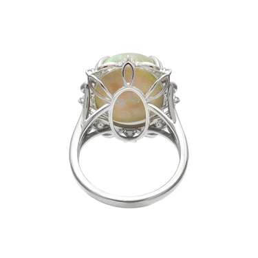 14K White Gold White Solid Opal and Diamond Ring | Diamond Engagement Rings Melbourne | Wedding Rings Melbourne | H&H Jewellery