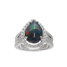 18K White Gold Black Solid Opal and Diamond Ring - 20560034 - H&H Jewellery Pty Ltd