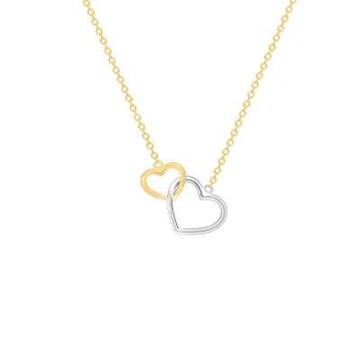 9K Yellow And White Gold Linked Heart Necklace - 2.13.7094 - H&H Jewellery Pty Ltd