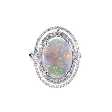 18K White Gold 5.30ct Solid Opal & Diamond Ring - 20545284 - H&H Jewellery Pty Ltd