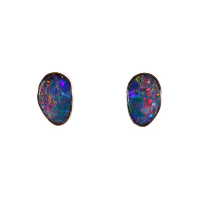 9K Yellow Gold Australian Opal Earring - 20560621 - H&H Jewellery Pty Ltd