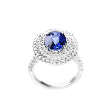 18K White Gold 3.70ct Ceylon Sapphire & Diamond Ring | Ceylon Sapphire Engagement Ring | Sapphire Engagement Rings | Sapphire Jewellery Melbourne | Sapphire Jewellery Australia | H&H Jewellery 
