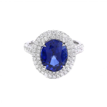 18K White Gold 5.00ct Ceylon Sapphire & Diamond Ring | Sapphire and Diamond Engagement Rings | Sapphire Wedding Rings Melbourne | H&H Jewellery