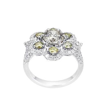 18K White Gold Tdw. 2.50ct Yellow and White Diamond Ring - 20365547 - H&H Jewellery Pty Ltd