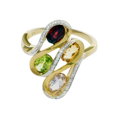 9K Yellow Gold Multi-Gem And Diamond Ring - 20691745 - H&H Jewellery Pty Ltd