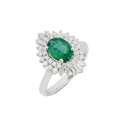 18K White Gold 0.80ct Emerald and Diamond Ring - 20729196 - H&H Jewellery Pty Ltd