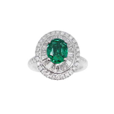 18K White Gold 1.32ct Emerald and Diamond Ring - 20729141 - H&H Jewellery Pty Ltd