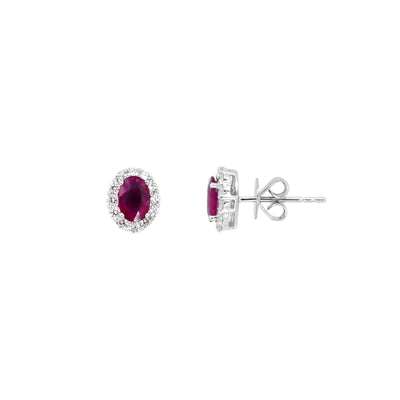 18K White Gold 0.89ct Ruby and Diamond Stud Earrings - 20729165 - H&H Jewellery Pty Ltd