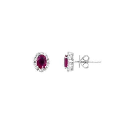 18K White Gold 0.89ct Ruby and Diamond Stud Earrings - 20729165 - H&H Jewellery Pty Ltd