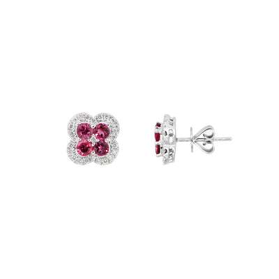 18K White Gold 0.93ct Pink Tourmaline and Diamond Stud Earrings - 20729189 - H&H Jewellery Pty Ltd