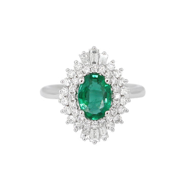 18K White Gold 0.80ct Emerald and Diamond Ring | Emerald Emerald Necklaces & Pendants Melbourne | Emerald Emerald Necklaces & Pendants Australia | H&H Jewellery