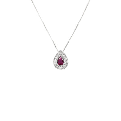 18K White Gold 0.32ct Ruby And Diamond Pendant - 20729097 - H&H Jewellery Pty Ltd