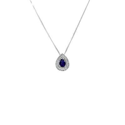 18K White Gold 0.37ct Sapphire And Diamond Pendant - 20729080 - H&H Jewellery Pty Ltd