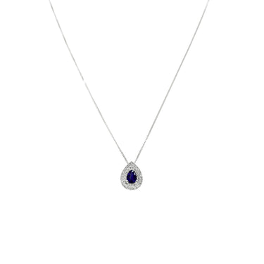 18K White Gold 0.37ct Sapphire And Diamond Pendant - 20729080 - H&H Jewellery Pty Ltd