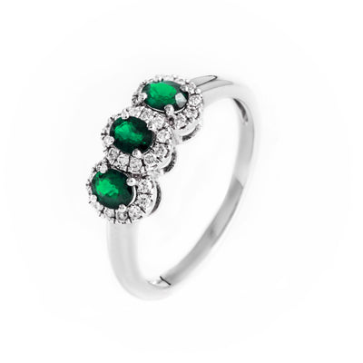 18K White Gold 0.45ct Emerald and Diamond Ring - 20690915 - H&H Jewellery Pty Ltd