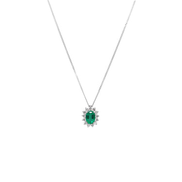 18K White Gold 0.73ct Emerald and Diamond Pendant  | Emerald Emerald Necklaces & Pendants Melbourne | Emerald Emerald Necklaces & Pendants Australia | H&H Jewellery
