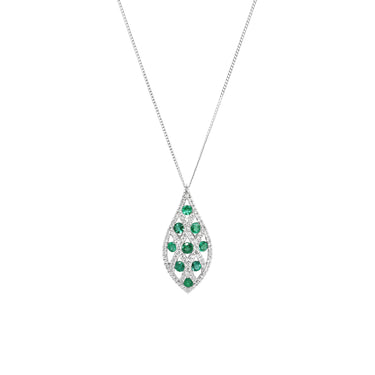 18K White Gold 0.75ct Emerald and Diamond Pendant | Emerald Emerald Necklaces & Pendants Melbourne | Emerald Emerald Necklaces & Pendants Australia | H&H Jewellery