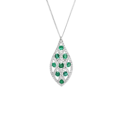 18K White Gold 0.75ct Emerald and Diamond Pendant - 20729127 - H&H Jewellery Pty Ltd