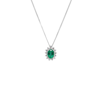 18K White Gold 0.73ct Emerald and Diamond Pendant  | Emerald Emerald Necklaces & Pendants Melbourne | Emerald Emerald Necklaces & Pendants Australia | H&H Jewellery