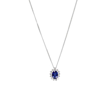 18K White Gold 0.75ct Sapphire and Diamond Pendant - 20729073 - H&H Jewellery Pty Ltd
