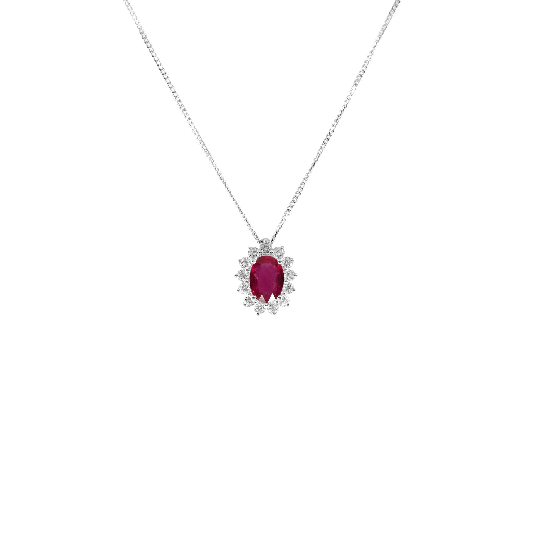 gorgeous ruby pendant. take your style up by adorning... 18K White Gold 0.73ct Ruby and Diamond Pendant - 20729103 – H&H ...