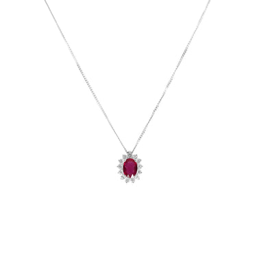 18K White Gold 0.73ct Ruby and Diamond Pendant - 20729103 - H&H Jewellery Pty Ltd