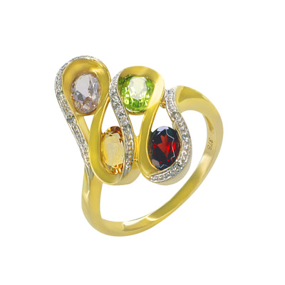9K Yellow Gold Multi-Gem And Diamond Ring - 20691745 - H&H Jewellery Pty Ltd