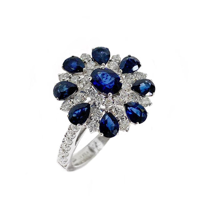 18K White Gold Sapphires and Diamonds Ring -20686772 - H&H Jewellery Pty Ltd