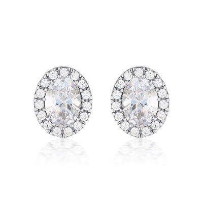 OVAL HALO SILVER STUD - H&H Jewellery Pty Ltd