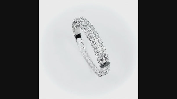 18K White Gold Tdw. 3.4ct Diamond Bangle | Diamond Tennis Bracelet Melbourne | Diamond Tennis Bracelet Australia | H&H Jewellery