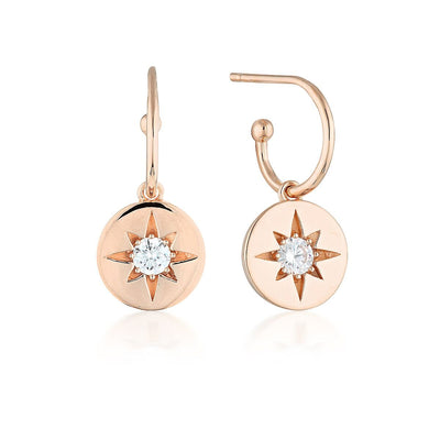 STELLAR LIGHTS ROSE GOLD DROP HOOP EARRINGS - H&H Jewellery Pty Ltd