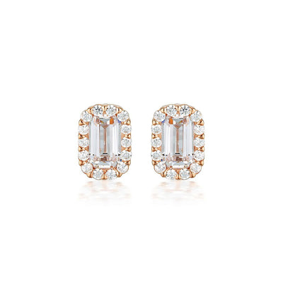 WHITE CZ ROSE GOLD 20MILS EARRING - H&H Jewellery Pty Ltd