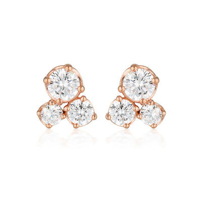 WHITE CZ ROSE GOLD 20MILS EARRING - H&H Jewellery Pty Ltd