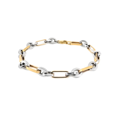 9K Yellow and White Oblong and Trace Gold Bracelet | Gold Bracelet Melbourne | Gold Bracelet Australia | H&H Jewellery