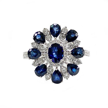 18K White Gold Sapphires and Diamonds Ring -20686772 - H&H Jewellery Pty Ltd