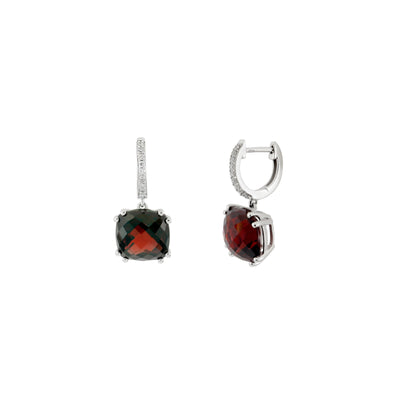 18K White Gold Garnet and Diamond Earring - 20693923 - H&H Jewellery Pty Ltd