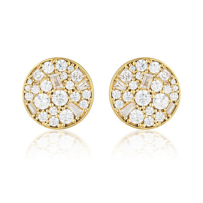 MOSAIC DISC GOLD STUD EARRING - H&H Jewellery Pty Ltd