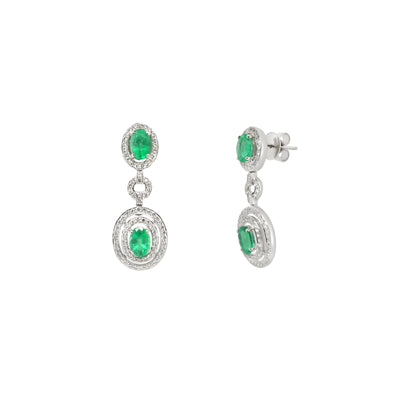 18K White Gold Emerald and Diamond Earring - 20523831 - H&H Jewellery Pty Ltd