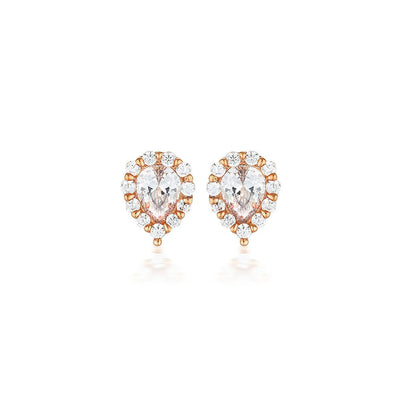 WHITE CZ ROSE GOLD 20MILS EARRING - H&H Jewellery Pty Ltd