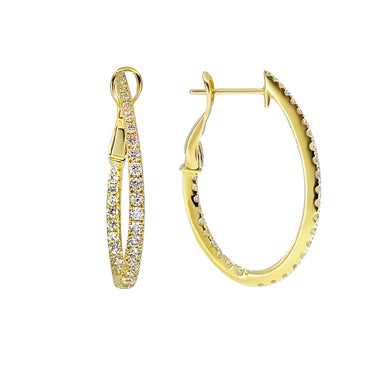 18K Yellow Gold Tdw. 1.12ct Diamond Earrings | Gold Hoop Earrings Melbourne | Gold Hoop Earrings Australia | H&H Jewellery 