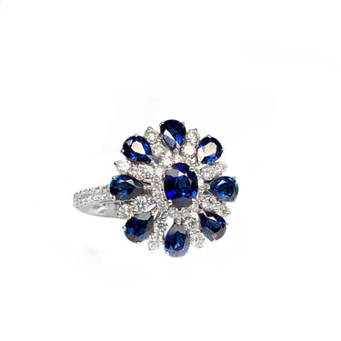 18K White Gold Sapphires and Diamonds Ring -20686772 - H&H Jewellery Pty Ltd