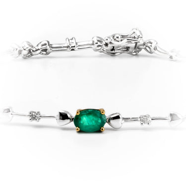 9K White & Yellow Gold Tdw. 2.30ct Emerald and Diamond Bracelet | Gold and Diamond Tennis Bracelet Melbourne | Gold and Diamond Tennis Bracelet Australia | H&H Jewellery