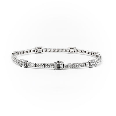 18K White Gold Tdw. 4.17ct Diamond Tennis Bracelet  | Gold and Diamond Tennis Bracelet Melbourne | Gold and Diamond Tennis Bracelet Australia | H&H Jewellery